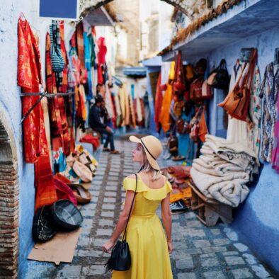 A woman in Chefchaouen, joined the 2-day tour from Tangier