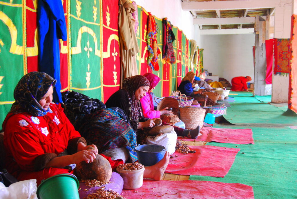 Women in production of Argan oil in a cooperative