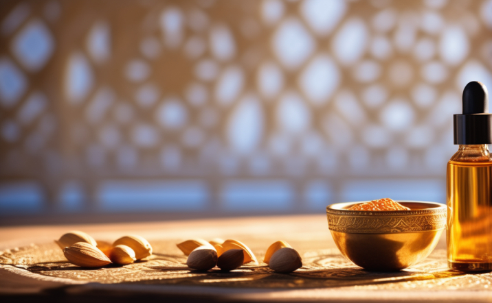 Authentic argan oil from Morocco on a table