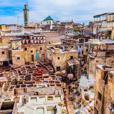Fes tanneries during the 6-day tour in Morocco, Fes to Marrakech adventure