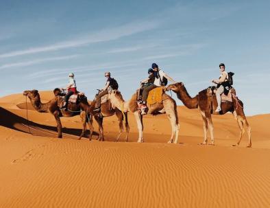 The best and the highlight of our 9 days in Morocco itinerary is the camel ride on the dunes of Erg Chebbi
