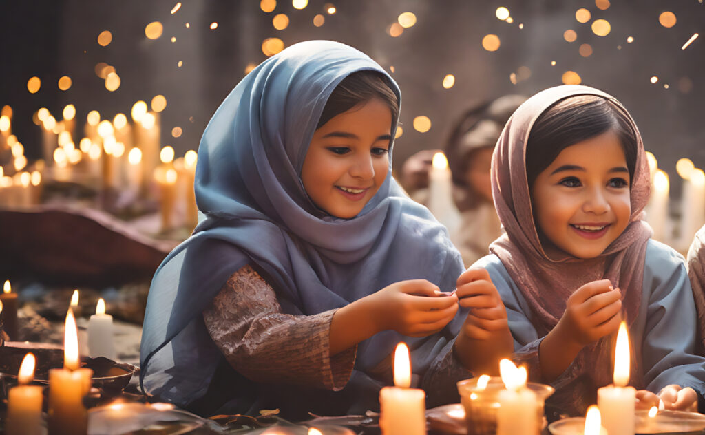 Moroccan kids celebrating Ramadan