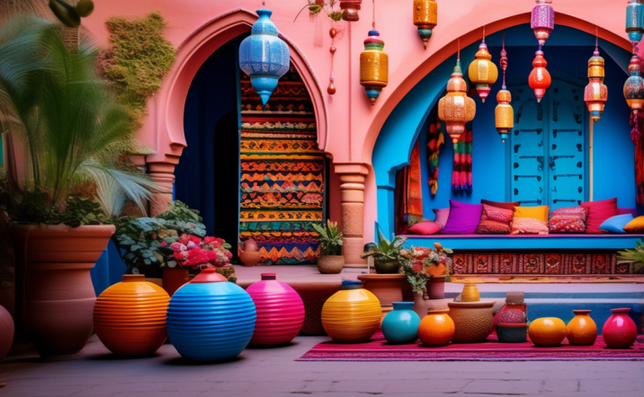 Decoraciones coloridas en Marruecos, diferentes colores