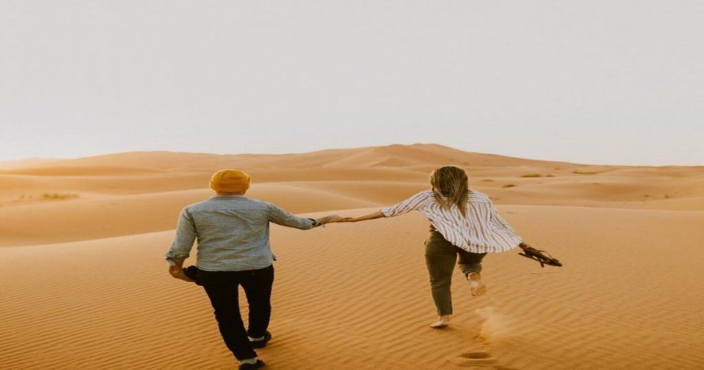 Romantic honeymoon in the desert of Morocco