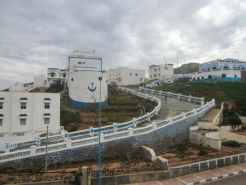 Old Spanish colonial town in Morocco, white houses