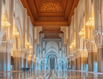 Moroccan architecture in Hassan 2 mosque