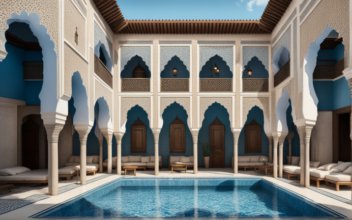 Riads in Morocco with beautiful decoration and swimming pool