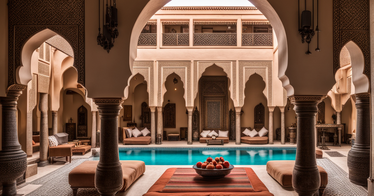 Luxury riad in Morocco with detailed decoration