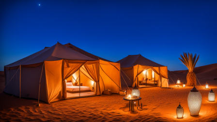 Luxury desert camp, night shot