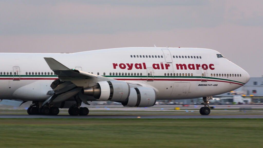 Royal air Maroc plane in an airport