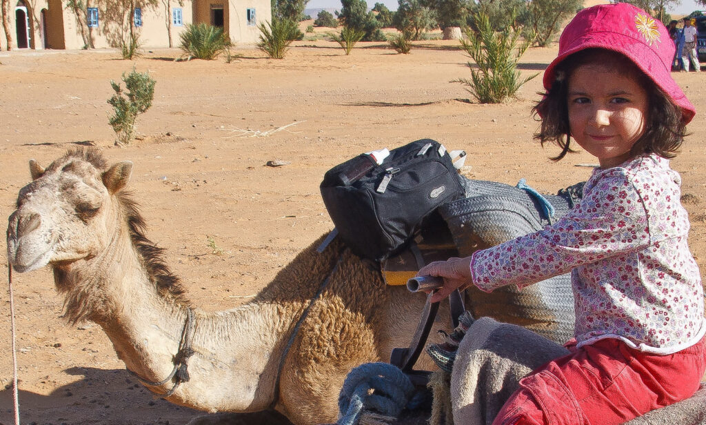 Kids doing Sunset & Sunrise Camel Ride Experiences in Merzouga