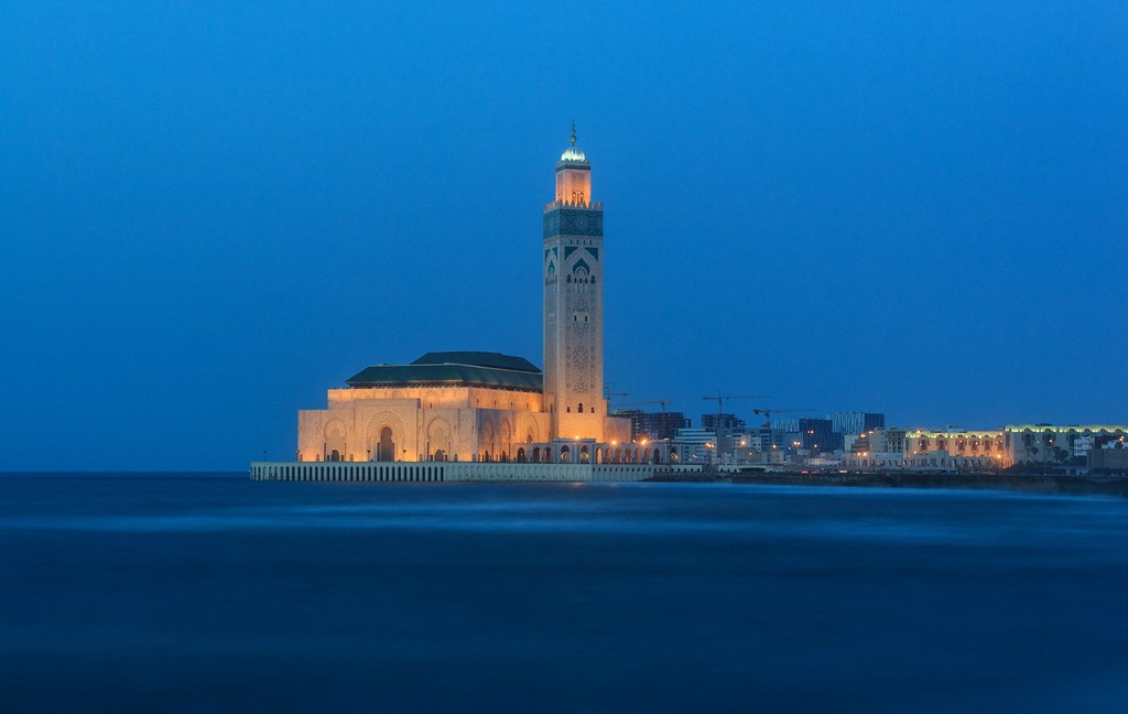 Casablanca Hassan 2 mosque during winter in Morocco