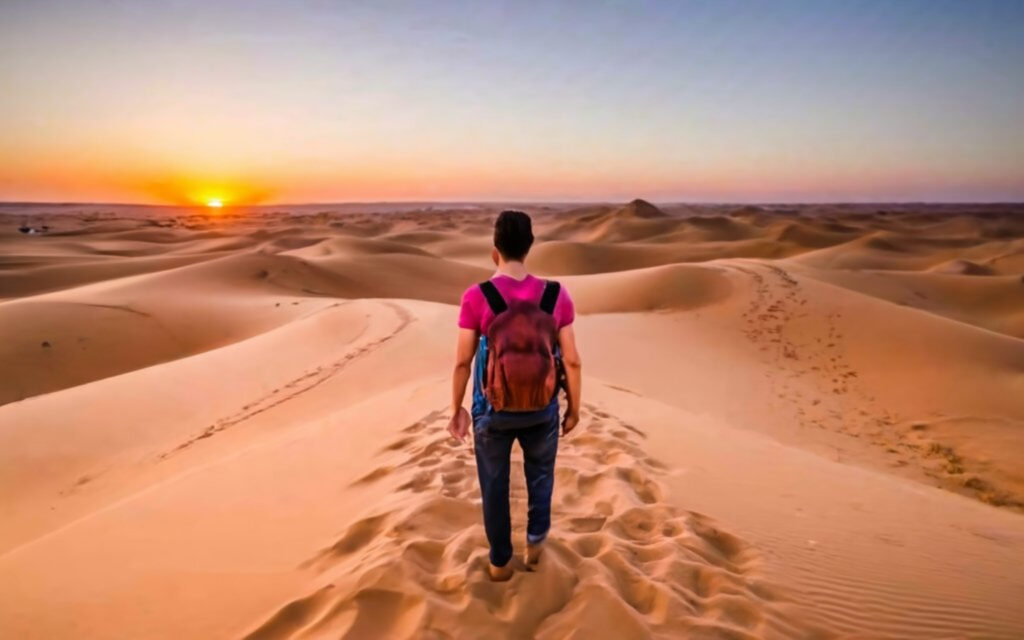 Backpacker in Morocco during January