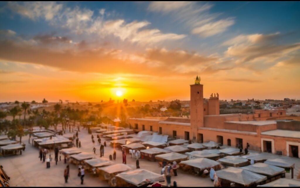 Plaza de Marrakech en enero, Marruecos