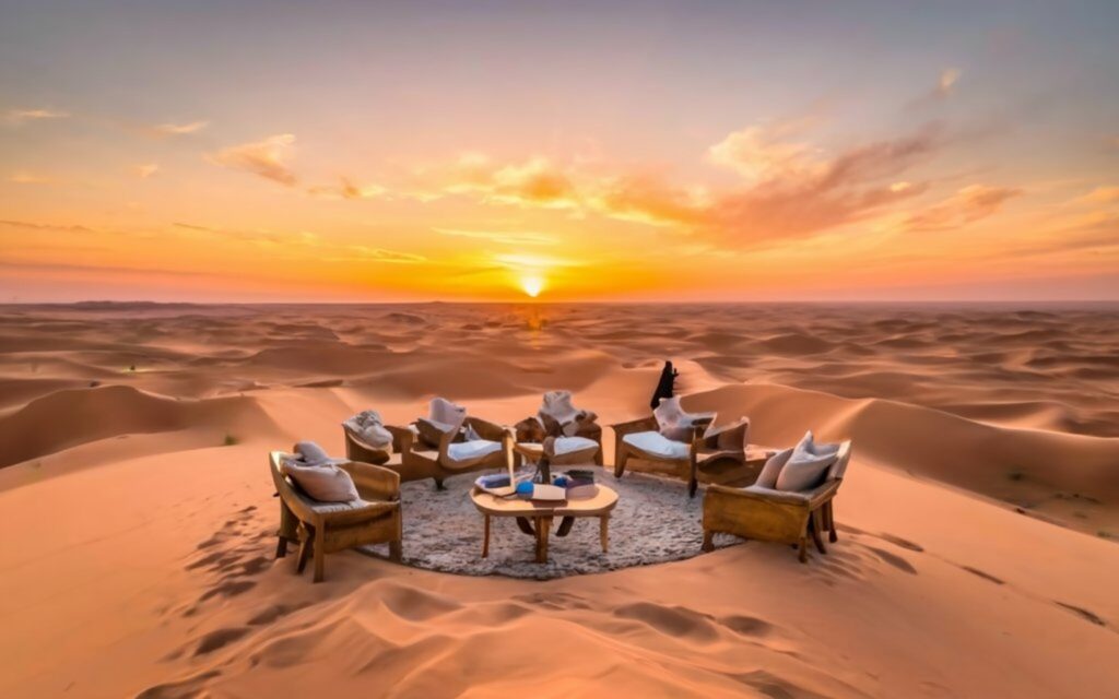 A luxury setting in the Merzouga desert, Morocco