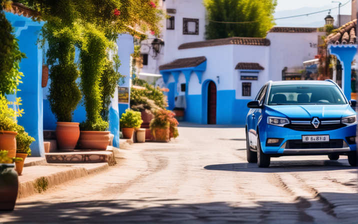 Driving a modern car in Morocco, Chefchaouen