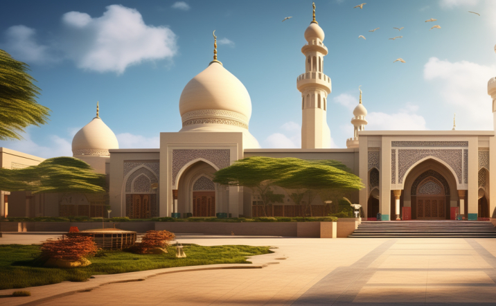 A drawing of a mosque or a religious school