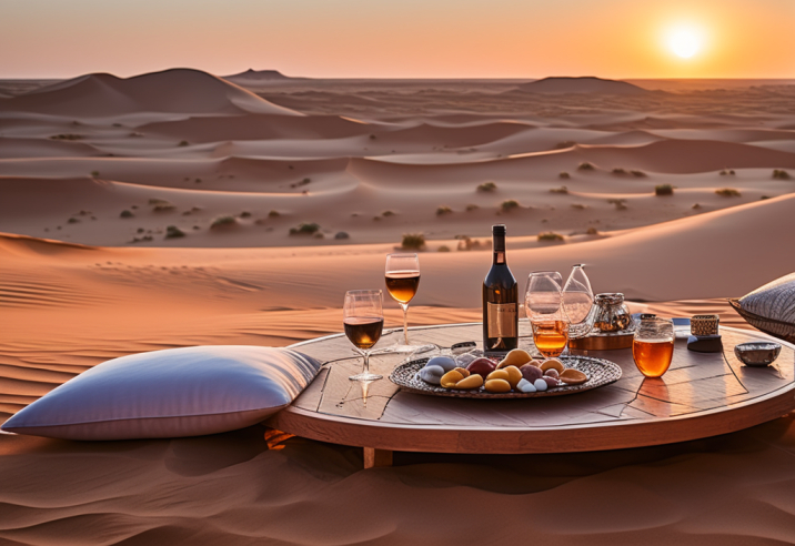 Merzouga luxury setting with wine and some snacks