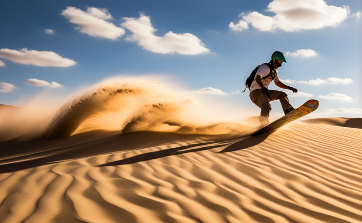 Sahara desert sandboarding activity on the sand
