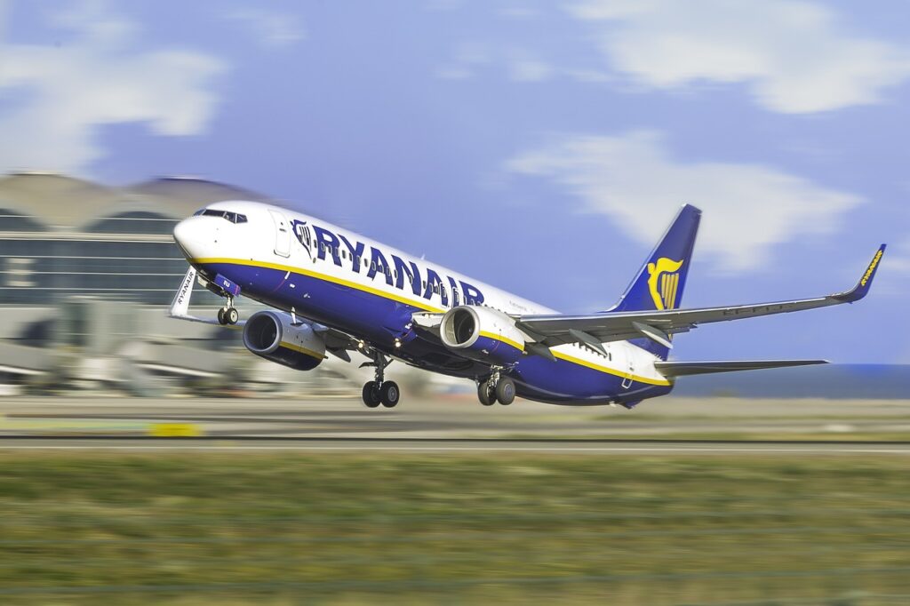 Ryanair airline operating flights from Ireland to Morocco.